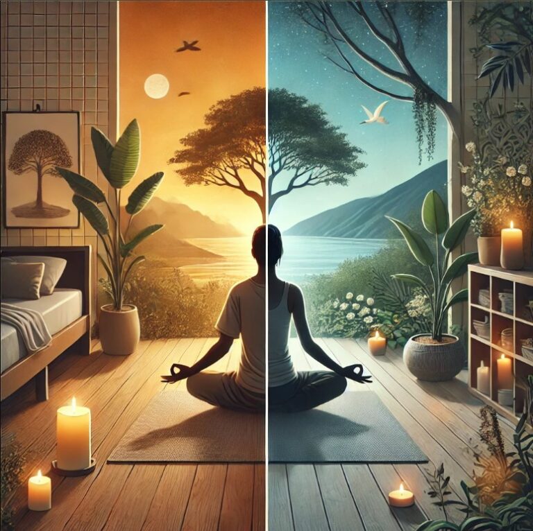 a woman doing yoga and meditation
