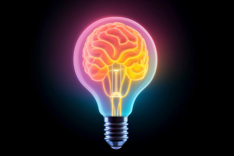a lightbulb with a brain inside