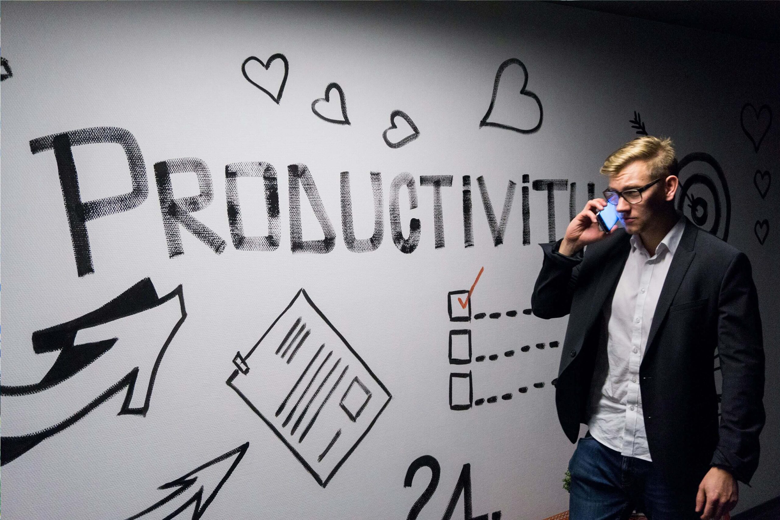 a board written on it productivity
